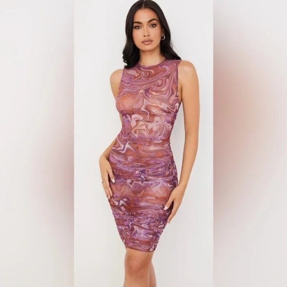 NWT HOUSE OF CB Elodie Purple Swirl Beach DressWomen's Size M